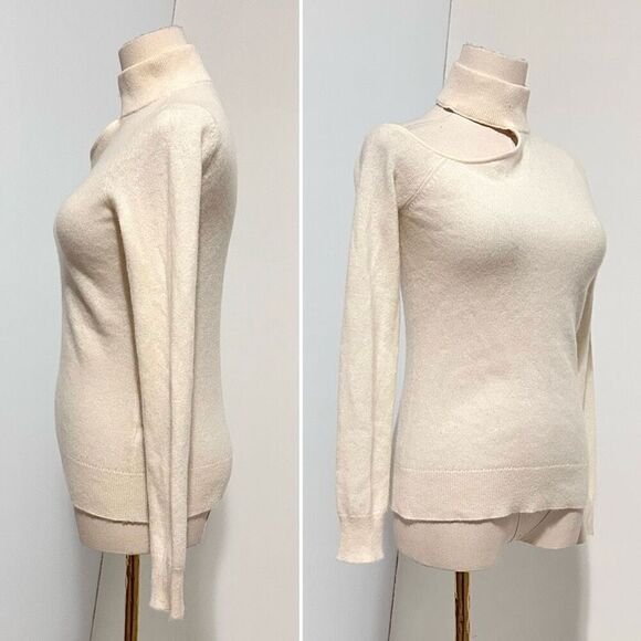 Antonio Melani Tina Cutout Cashmere Sweater Ivory XS Contemporary Minimalist - Picture 5 of 8